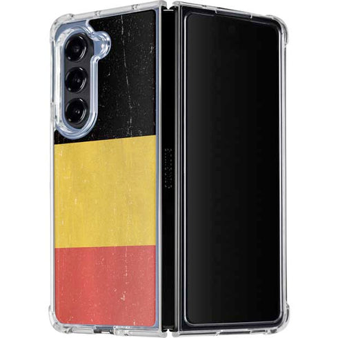 Belgium Flag Distressed Galaxy Z Fold5 5G Clear Case