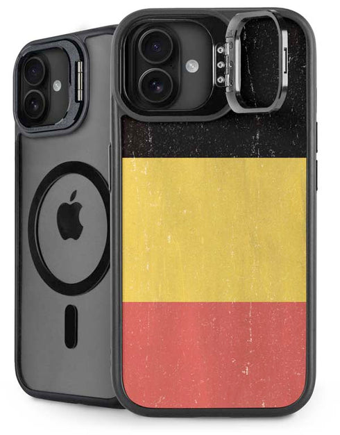 Belgium Flag Distressed iPhone 16 Kickstand Case
