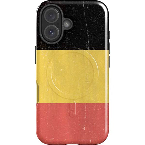 Belgium Flag Distressed iPhone 16 Magsafe Impact Case