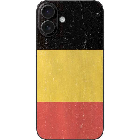Belgium Flag Distressed iPhone 16 Plus Skin