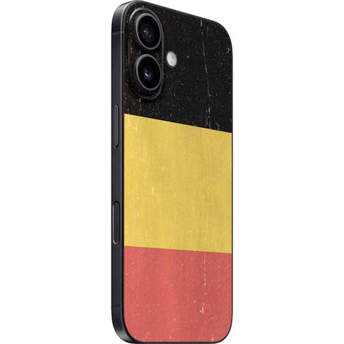 Belgium Flag Distressed iPhone 16 Plus Skin