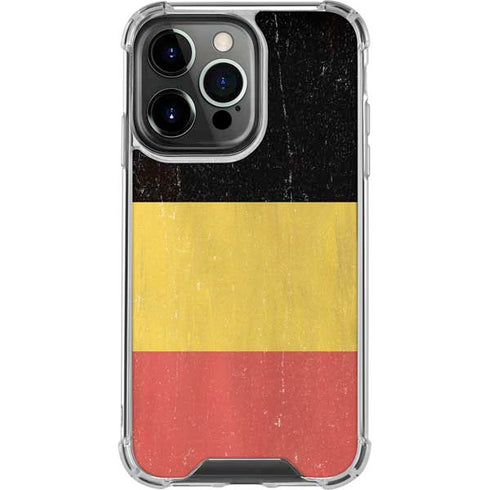 Belgium Flag Distressed iPhone 16 Pro Clear Case