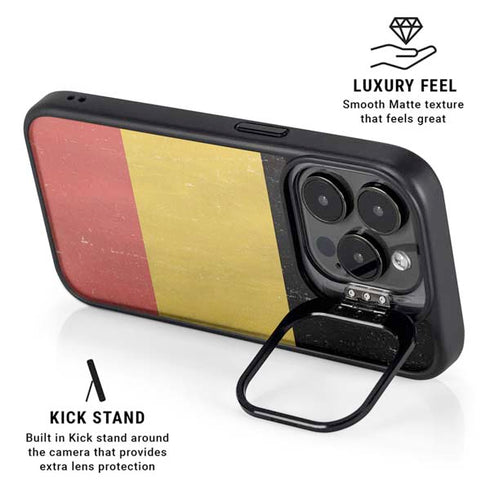 Belgium Flag Distressed iPhone 16 Pro Kickstand Case
