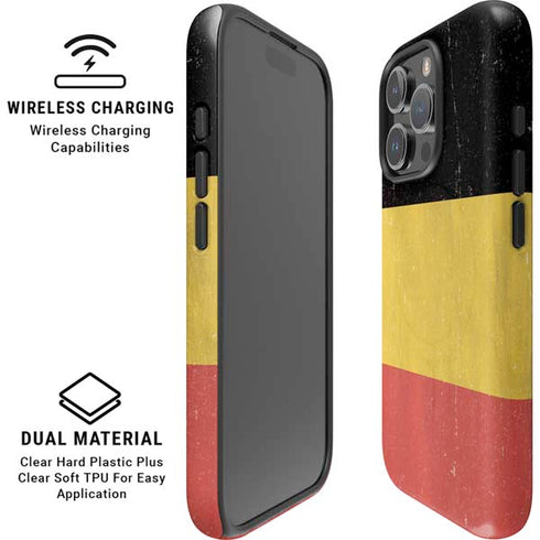 Belgium Flag Distressed iPhone 16 Pro Magsafe Impact Case