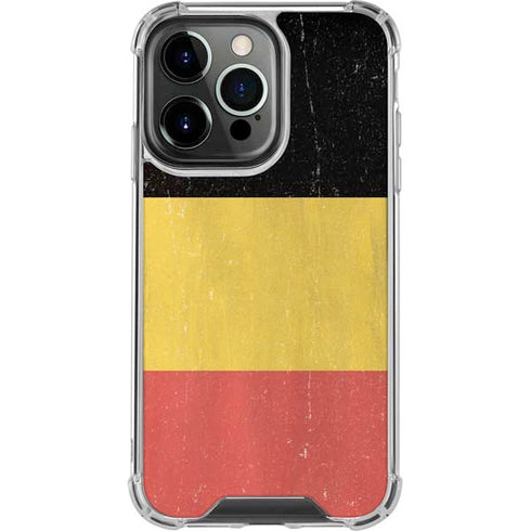 Belgium Flag Distressed iPhone 16 Pro Max Clear Case