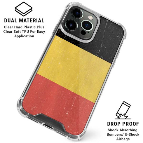 Belgium Flag Distressed iPhone 16 Pro Max Clear Case