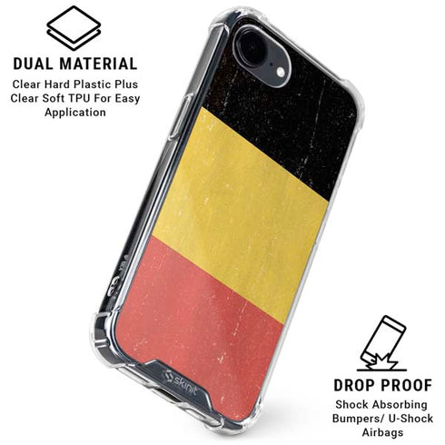 Belgium Flag Distressed iPhone 16e Clear Case
