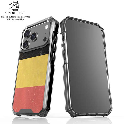Belgium Flag Distressed iPhone 18 Pro Clear Case
