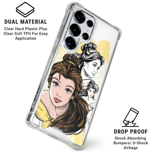 Disney Princess Belle Sketch Galaxy S25 Ultra Clear Case