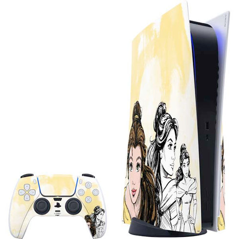 Disney Princess Belle Sketch PlayStation PS5 Skins