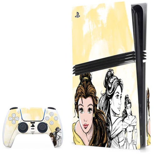 Disney Princess Belle Sketch PS5 Pro Disk Bundle Skin