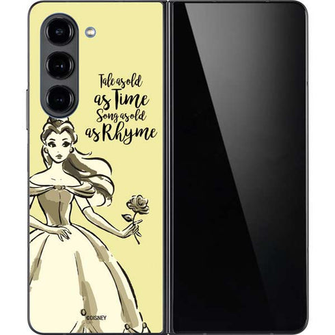 Disney Princess Belle Tale As Old As Time Art Galaxy Z Fold5 5G Skin