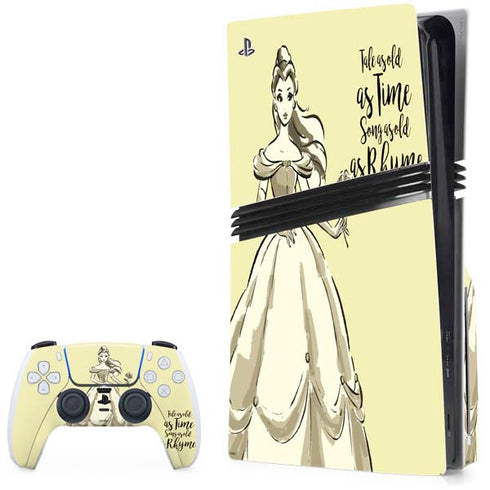 Disney Princess Belle Tale As Old As Time Art PS5 Pro Disk Bundle Skin