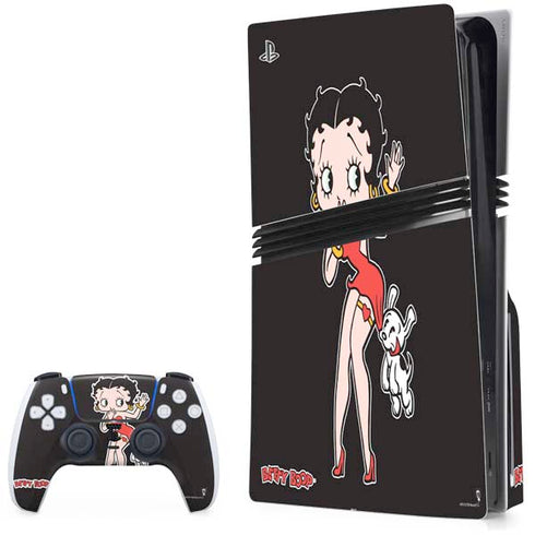 Betty Boop With Puppy PS5 Pro Disk Bundle Skin