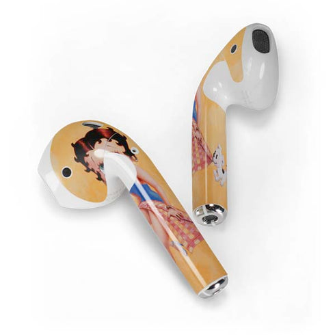 Betty Boop With Puppy Orange Background Apple AirPods Skin