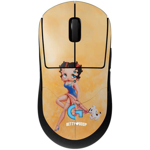 Betty Boop With Puppy Orange Background G Pro Wireless Gaming Mouse Skin