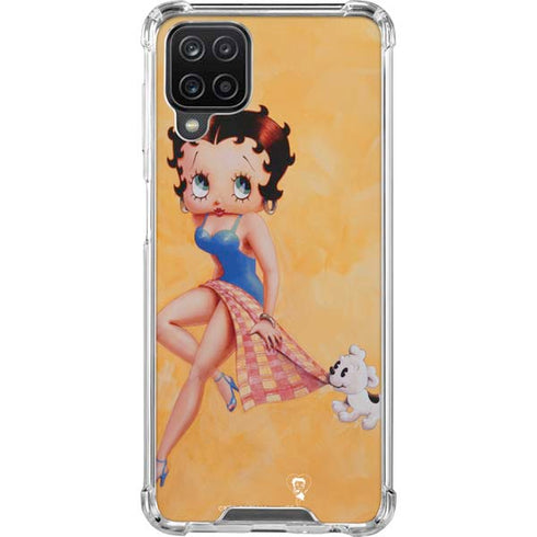 Betty Boop With Puppy Orange Background Galaxy Cases