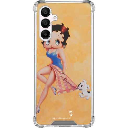 Betty Boop With Puppy Orange Background Galaxy A16 5G Clear Case