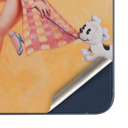 Betty Boop With Puppy Orange Background Galaxy A35 5G Skin