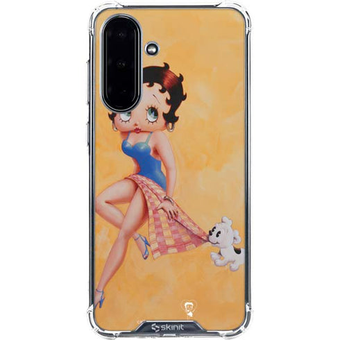 Betty Boop With Puppy Orange Background Galaxy A36 5G Clear Case