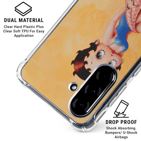 Betty Boop With Puppy Orange Background Galaxy A36 5G Clear Case