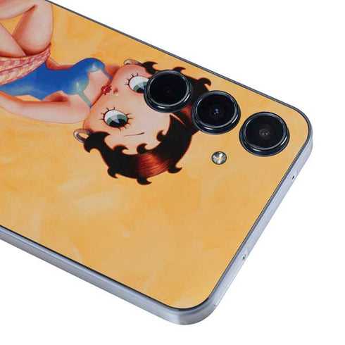 Betty Boop With Puppy Orange Background Galaxy A55 5G Skin