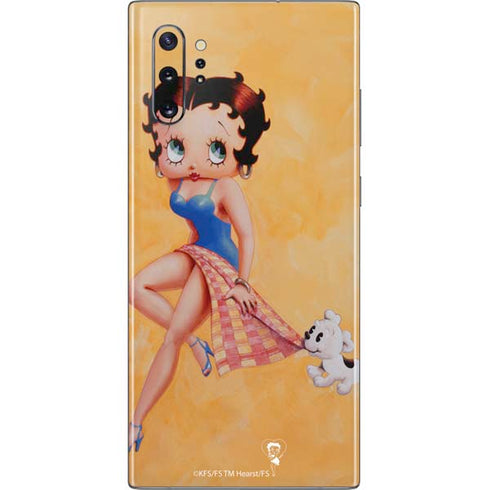 Betty Boop With Puppy Orange Background Galaxy Note 10 Plus Skin