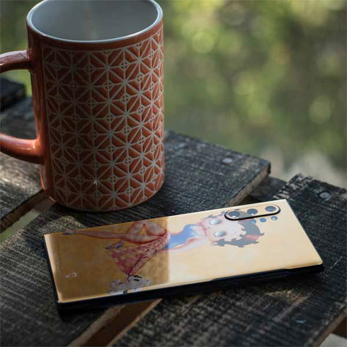 Betty Boop With Puppy Orange Background Galaxy Note 10 Plus Skin