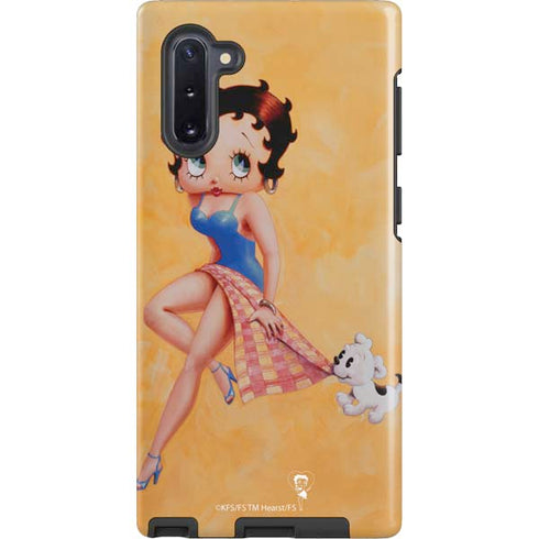 Betty Boop With Puppy Orange Background Galaxy Cases