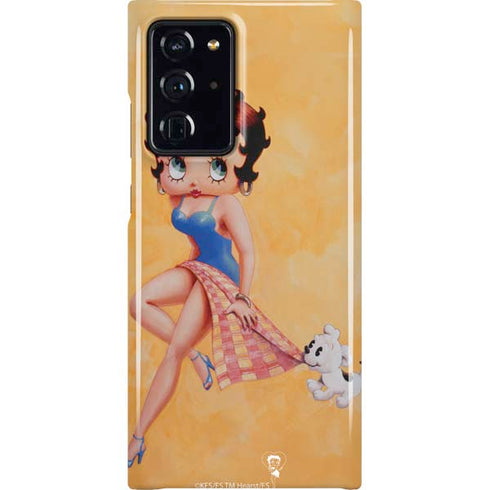 Betty Boop With Puppy Orange Background Galaxy Cases