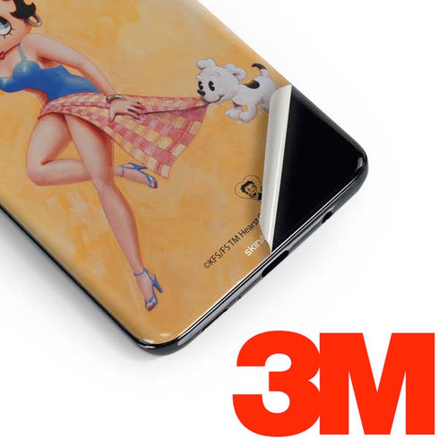 Betty Boop With Puppy Orange Background Galaxy S10 Skin