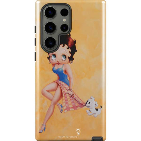 Betty Boop With Puppy Orange Background Galaxy S23 Ultra Pro Case