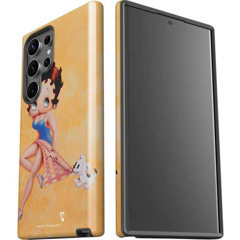 Betty Boop With Puppy Orange Background Galaxy S23 Ultra Pro Case