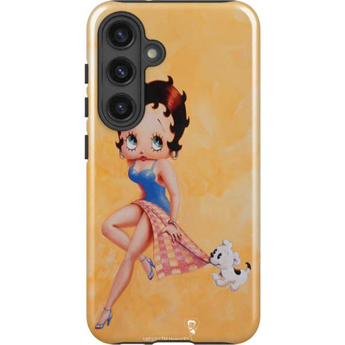 Betty Boop With Puppy Orange Background Galaxy S25 Plus Impact Case