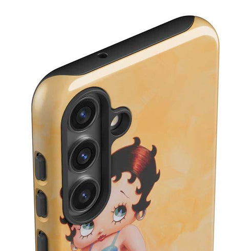 Betty Boop With Puppy Orange Background Galaxy S25 Plus Impact Case