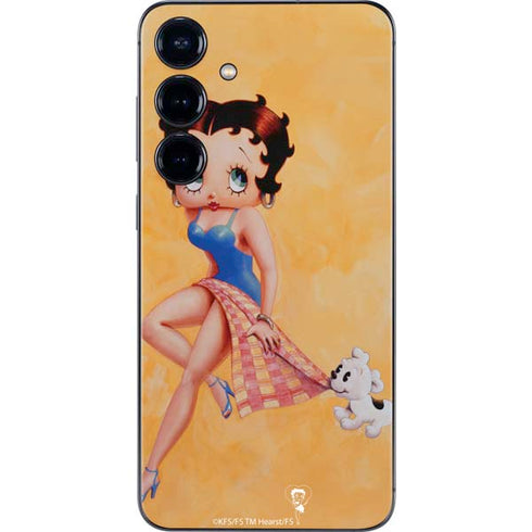 Betty Boop With Puppy Orange Background Galaxy S25 Skin