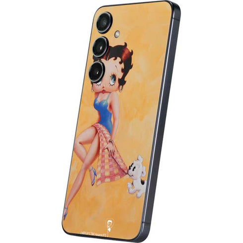 Betty Boop With Puppy Orange Background Galaxy S24 Skin