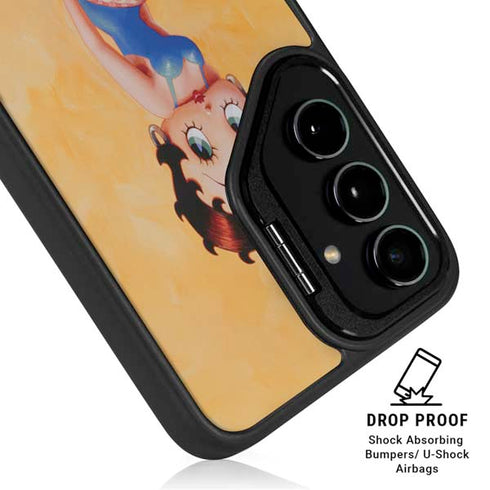 Betty Boop With Puppy Orange Background Galaxy S25 Ultra Kickstand Case