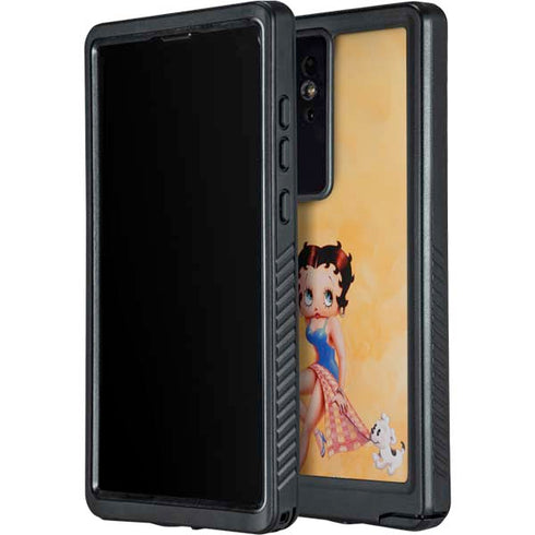 Betty Boop With Puppy Orange Background Galaxy S24 Ultra Waterproof Case