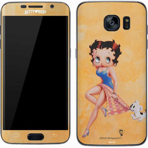 Betty Boop With Puppy Orange Background Galaxy S7 Skin