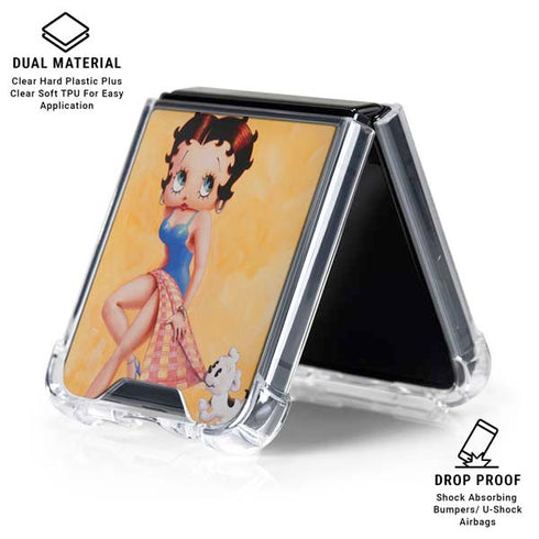 Betty Boop With Puppy Orange Background Galaxy Z Flip6 Clear Case