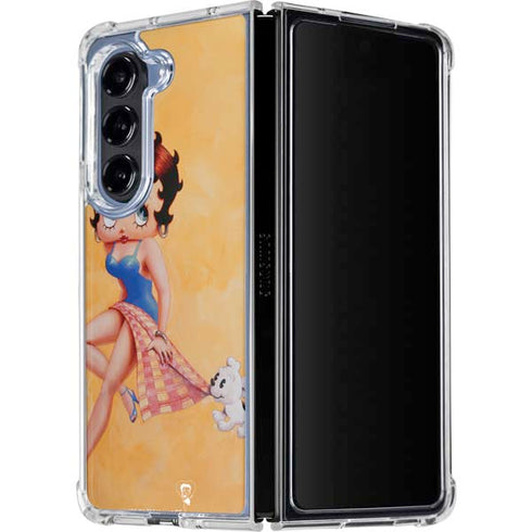 Betty Boop With Puppy Orange Background Galaxy Z Fold5 5G Clear Case