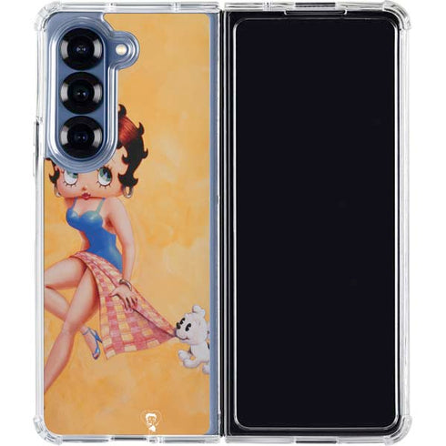Betty Boop With Puppy Orange Background Galaxy Z Fold6 Clear Case