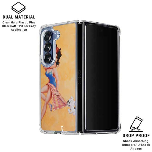 Betty Boop With Puppy Orange Background Galaxy Z Fold6 Clear Case
