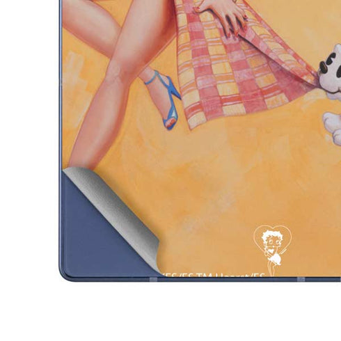 Betty Boop With Puppy Orange Background Galaxy Z Fold6 Skin
