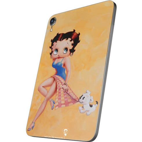 Betty Boop With Puppy Orange Background Apple iPad Mini Skin