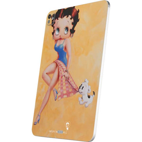 Betty Boop With Puppy Orange Background iPad Pro 13in M4 (2024) Skin