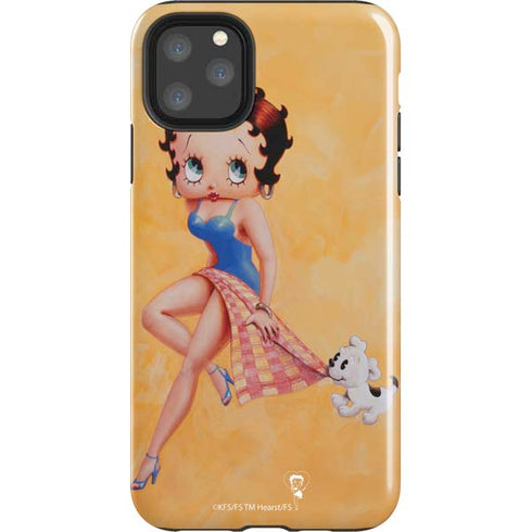 Betty Boop With Puppy Orange Background iPhone Cases