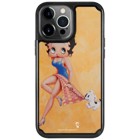 Betty Boop With Puppy Orange Background iPhone Cases