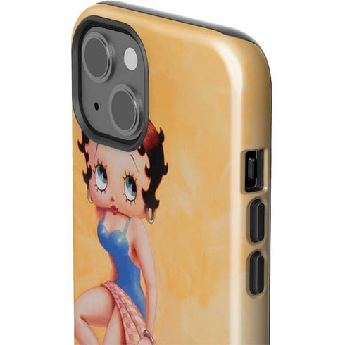 Betty Boop With Puppy Orange Background iPhone 15 Impact Case